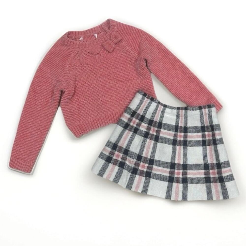 2PC Sweater & Plaid Skirt Set - Small